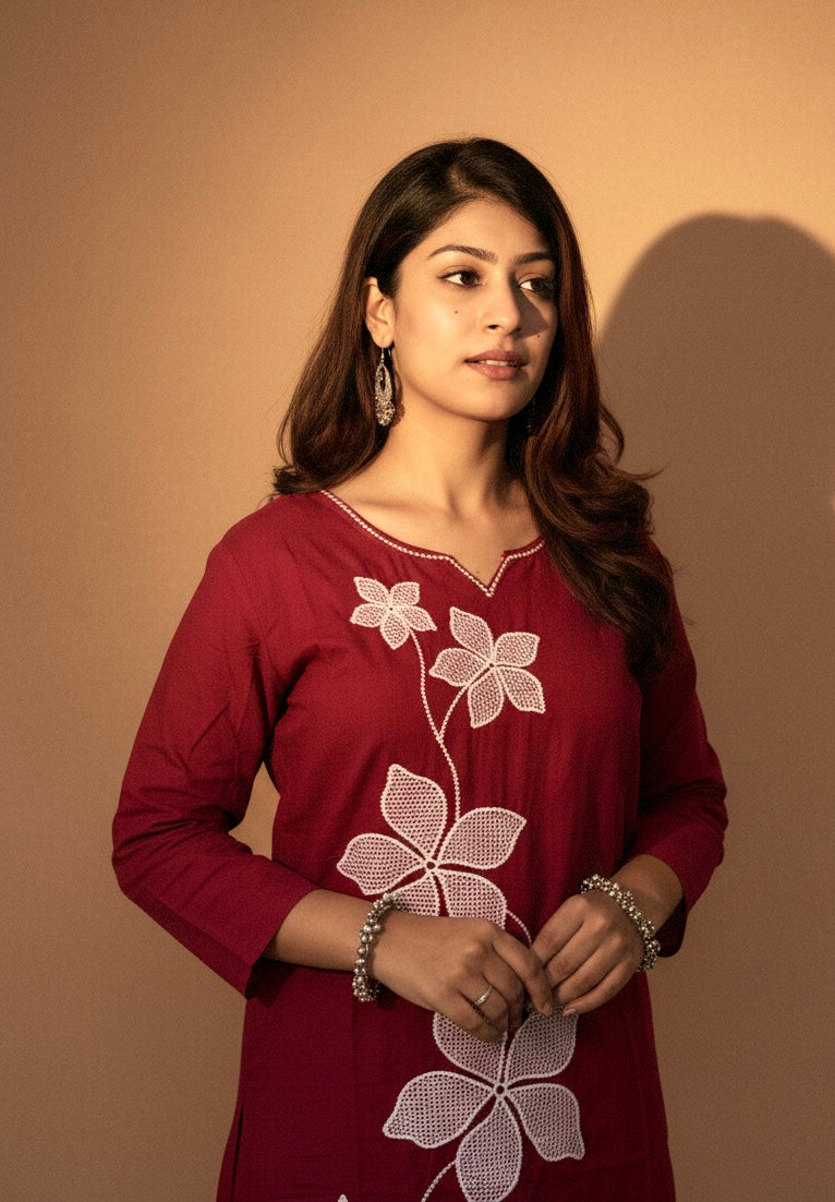 Floral Elegance Kurti Set