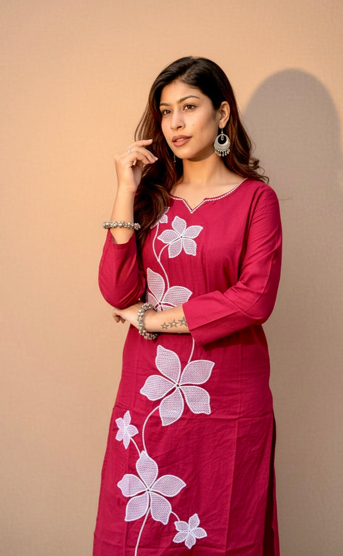 Floral Elegance Kurti Set