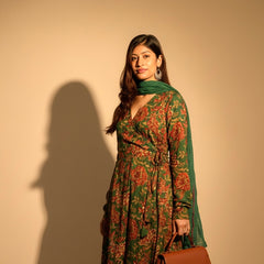 Green Floral Printed Ethnic Kurta Set with Dupatta