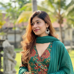 Green Floral Printed Ethnic Kurta Set with Dupatta