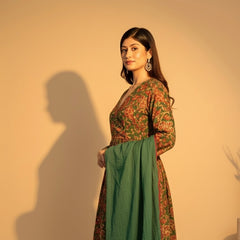Green Floral Printed Ethnic Kurta Set with Dupatta