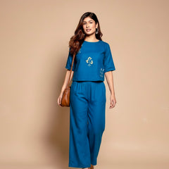 Floral Embroidered Cotton Co-ord Set for Women