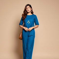 Floral Embroidered Cotton Co-ord Set for Women