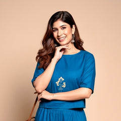 Floral Embroidered Cotton Co-ord Set for Women