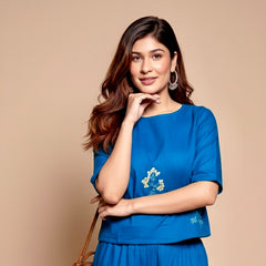 Floral Embroidered Cotton Co-ord Set for Women