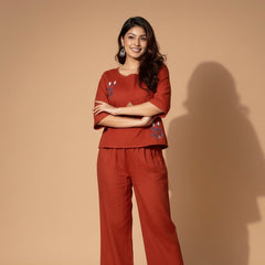 Floral Embroidered Cotton Co-ord Set for Women