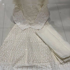 Elegant Off-White Kalidaar Cotton Kurta With Embroidery