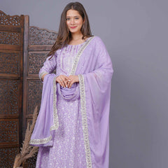 Lavender Cotton 3-Piece Kurta Set for Women