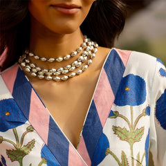 White Floral Printed Wrap Kurta with Striped Pants