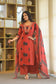 Red Elephant Print Cotton Kurta Set with Matching Dupatta