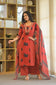 Red Elephant Print Cotton Kurta Set with Matching Dupatta