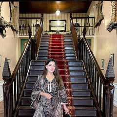 Paisley Printed Kaftan Style Co-Ord Set in Black & Green