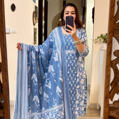 Floral Printed Cotton Kurta Set