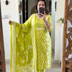 Floral Printed Cotton Kurta Set