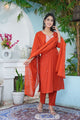 Elegant Hand-Embroidered Cotton Kurta Set with Dupatta
