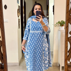 Floral Printed Cotton Kurta Set