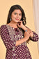 Maroon Printed A-Line Long Kurta with Ethnic MotifsMaroon Printed A-Line Long Kurta with Ethnic Motifs