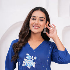 Embroidered A-Line Kurta Set with Pants