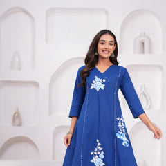 Embroidered A-Line Kurta Set with Pants