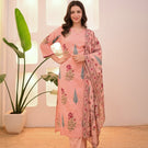 Floral Printed Cotton Kurta Set with Dupatta