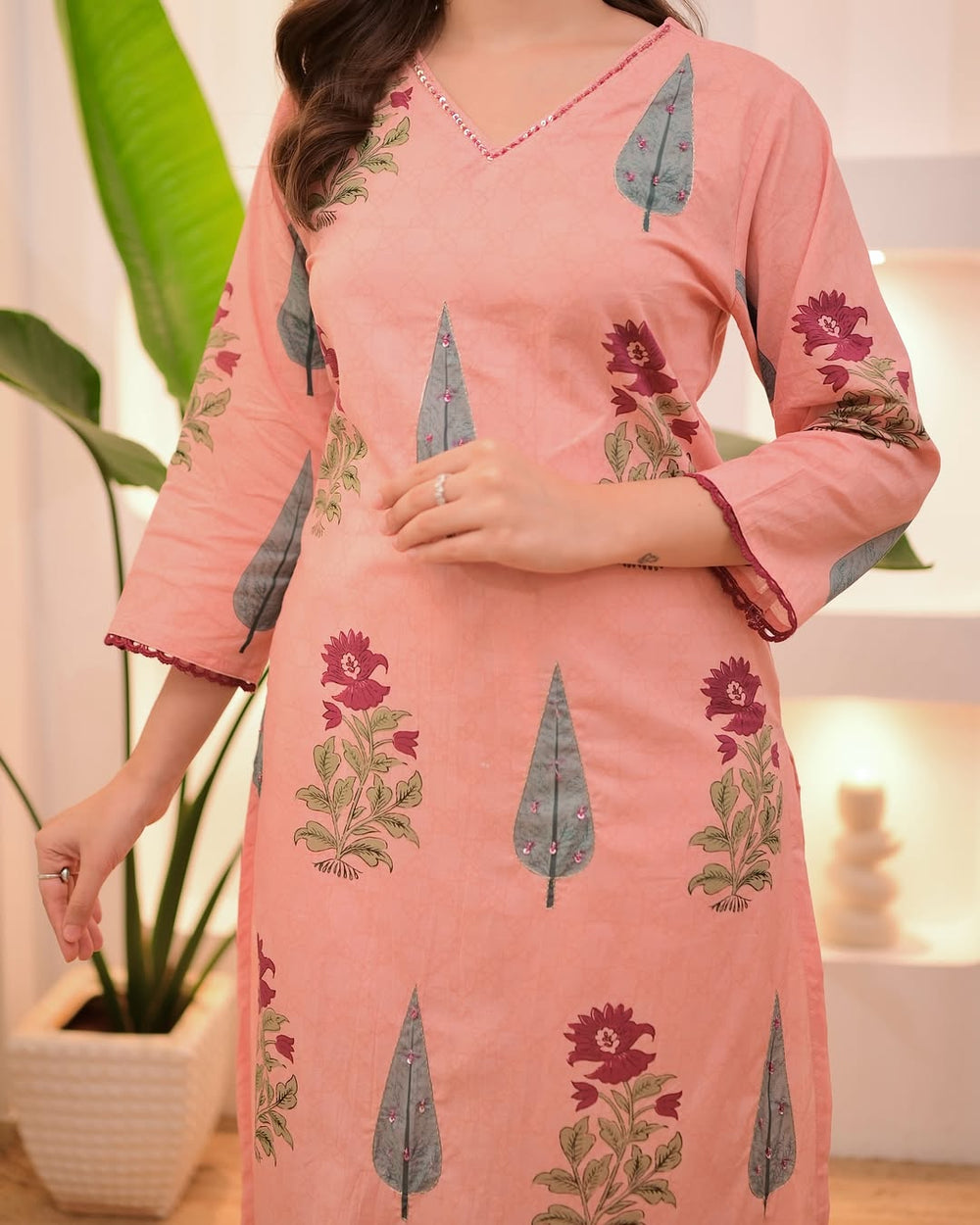 Floral Printed Cotton Kurta Set with Dupatta