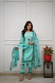 Floral Block Print Cotton Suit Set with Dupatta