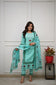 Floral Block Print Cotton Suit Set with Dupatta