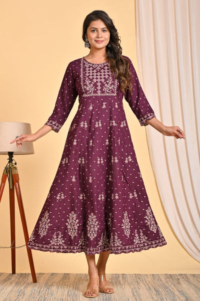 Festive Wear Embroidered Long Anarkali Dress