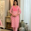 Elegant Handblock Style Cotton Kurta Pant Dupatta Set
