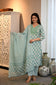 Elegant Handblock Style Cotton Kurta Pant Dupatta Set