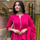 Pink Embroidered Kurta Pant Set with Dupatta