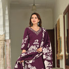 Floral Print Cotton Kurta Pant Set with Dupatta