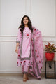 Floral Block Print Cotton Suit Set with Dupatta