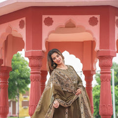 Embroidered Kurta Pant Set with Printed Dupatta