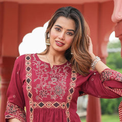 Embroidered Kurta Pant Set with Printed Dupatta