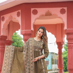Embroidered Kurta Pant Set with Printed Dupatta