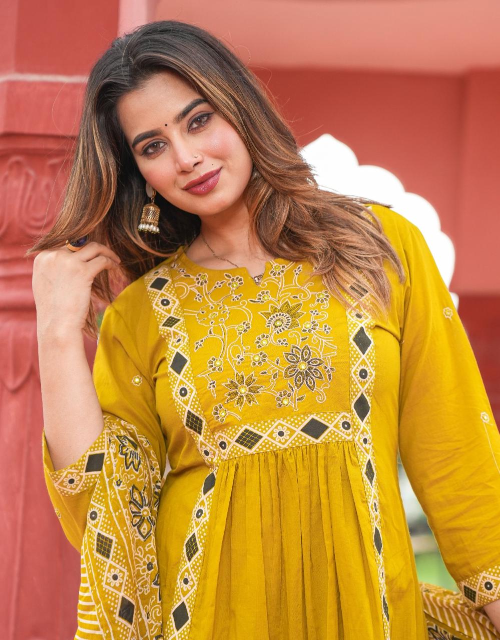 Embroidered Kurta Pant Set with Printed Dupatta