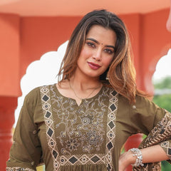 Embroidered Kurta Pant Set with Printed Dupatta