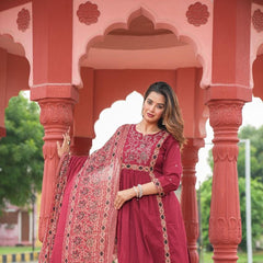 Embroidered Kurta Pant Set with Printed Dupatta