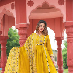 Embroidered Kurta Pant Set with Printed Dupatta