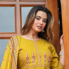 Embroidered Kurta Pant Set with Printed Dupatta