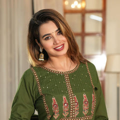 Embroidered Kurta Pant Set with Printed Dupatta