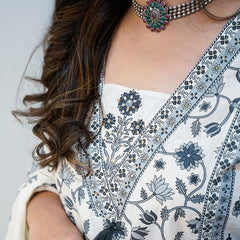 Elegant Cotton Floral Print Kurti Pant Set with Dupatta