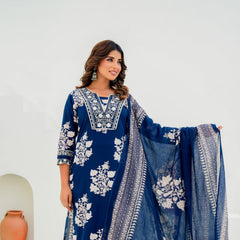 Pure Cotton Sequin Embroidered Kurti Set with Dupatta