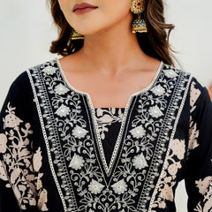 Pure Cotton Sequin Embroidered Kurti Set with Dupatta