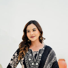 Pure Cotton Sequin Embroidered Kurti Set with Dupatta