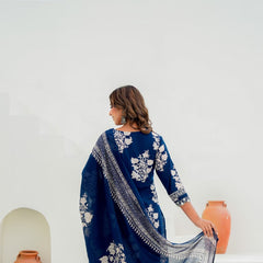 Pure Cotton Sequin Embroidered Kurti Set with Dupatta