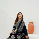 Pure Cotton Sequin Embroidered Kurti Set with Dupatta