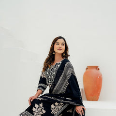 Pure Cotton Sequin Embroidered Kurti Set with Dupatta