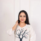 White Cotton Tree Embroidered Coord Set